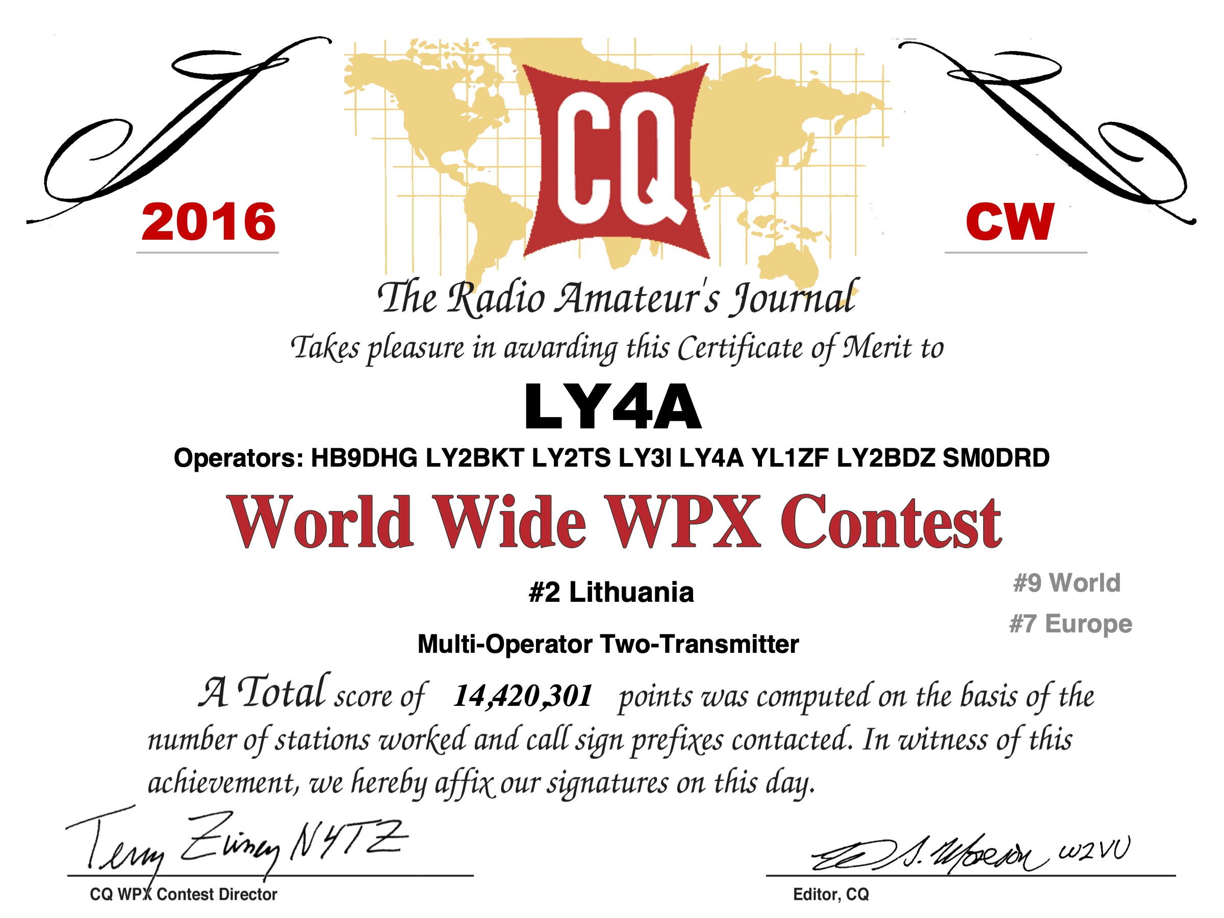 2016 | LY4A – CQ WW WPX CW
